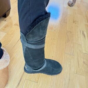 Black Suede Knee-High Boots